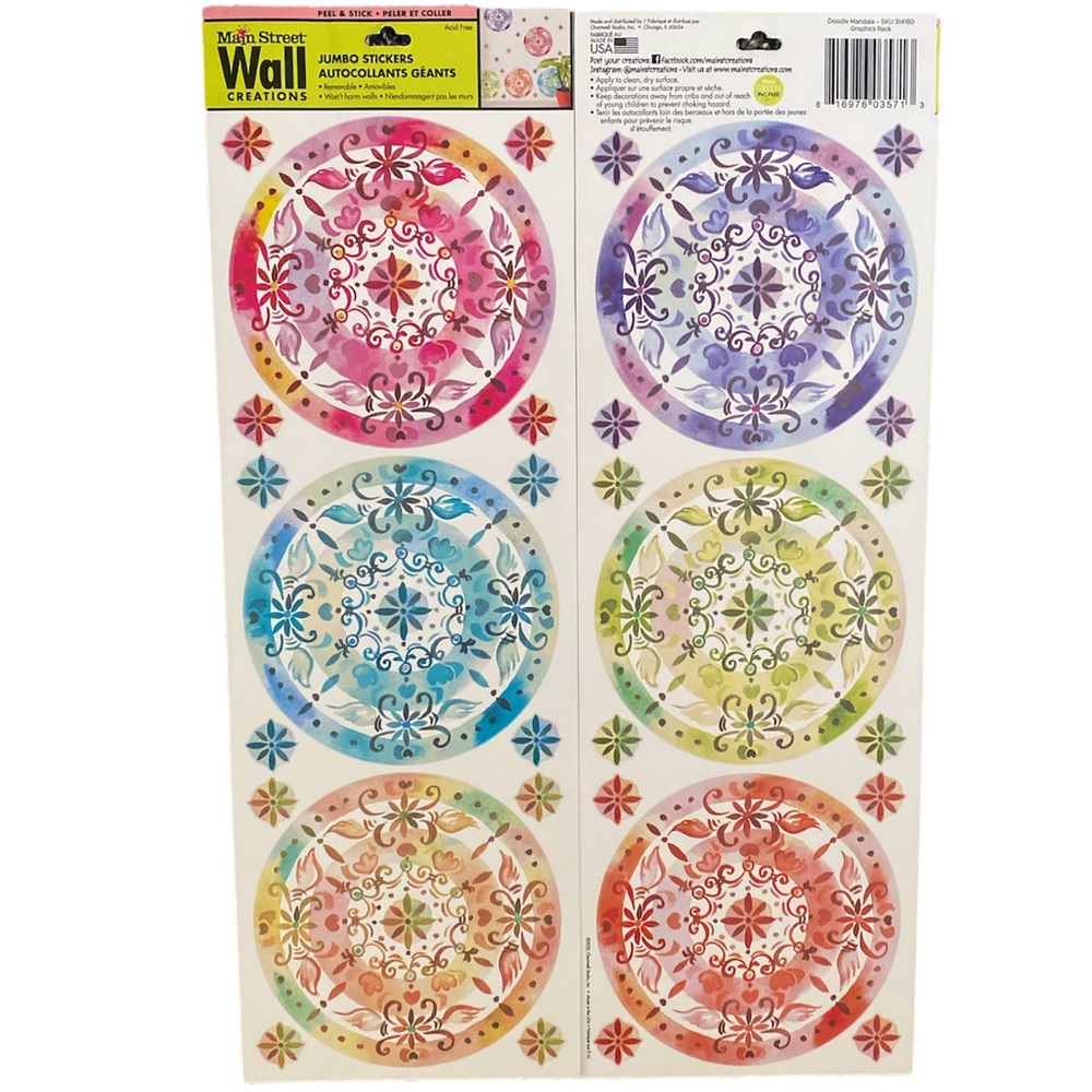 Mandala Wall Decals Stickers Doodle Graphics Home circle ART Decor